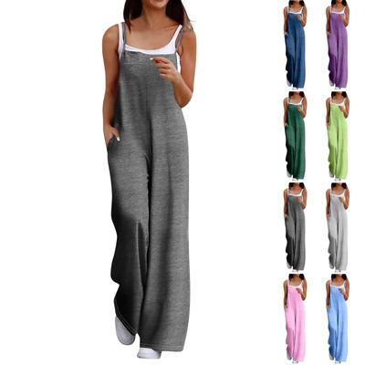 Womens Casual Overalls Jumpsuits Adjustable Straps Sleeveless Summer Cute Comfy Rompers With Pocket