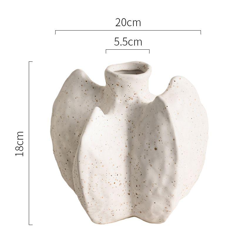Zen Retro Handmade Rough Pottery Matte White Ceramic Vase Ornaments Home Study Accessories Tea Room Homestay Decoration Crafts