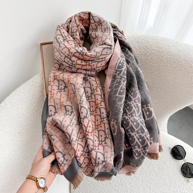 Autumn and winter letter imitation cashmere scarf women's new versatile warm casual shawl fashion thickened scarf