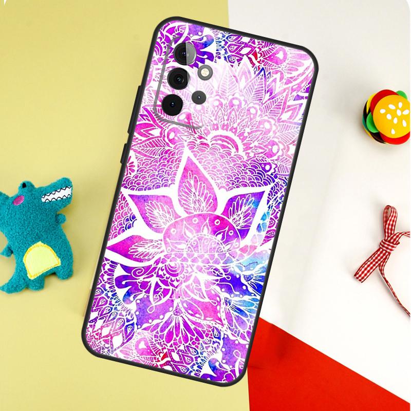 Indian Floral Henna Mandala For Samsung Galaxy A55 A35 A15 A54 A34 A14 A53 A33 A13 A05 A06 A16 A22 A32 A52 Phone Case