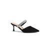 Grape mom studiolee French elegant pointed sandals diamond strap one pedal thick heel half slippers women spring summer