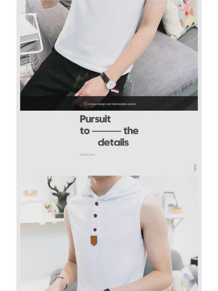 Men's Sleeveless Summer Sports Hoodie Vest