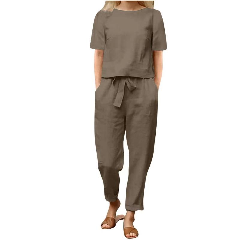 Women Blouse and Pants Summer Two Piece Trousers Suit Set