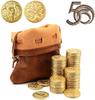 50 Gold Coins PU Leather DND Metal Fantasy Coin Treasures for Board Fake Coins As Game Tokens for Dungeons Tabletop TTRPG Game Medieval Retro