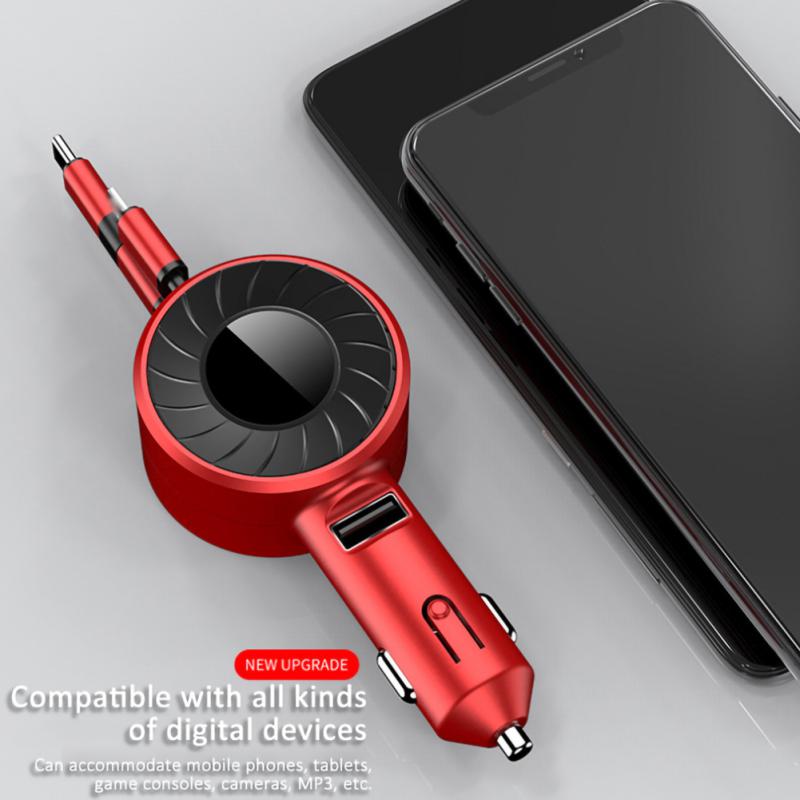 Car Phone Fast Charger Car Charger Retractable Car Charger Head With Cable For 3.0 Huawei Apple Apple Android Typec Usb