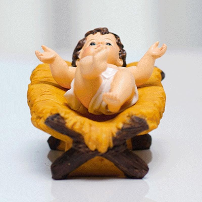 Resin Baby Jesuses in a Manger Nativity Figurines Nativity Collectible Statue Holy Faith Gift Christian Holiday Decors