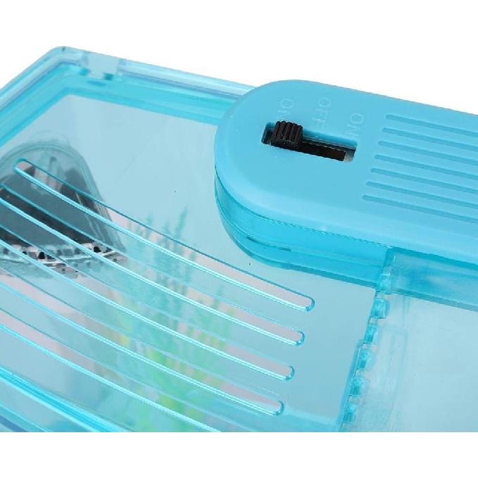 Adjustable Light Acrylic Three Areas Small Aquarium, Fish Tank, for Betta for Small Fishes(Blue)