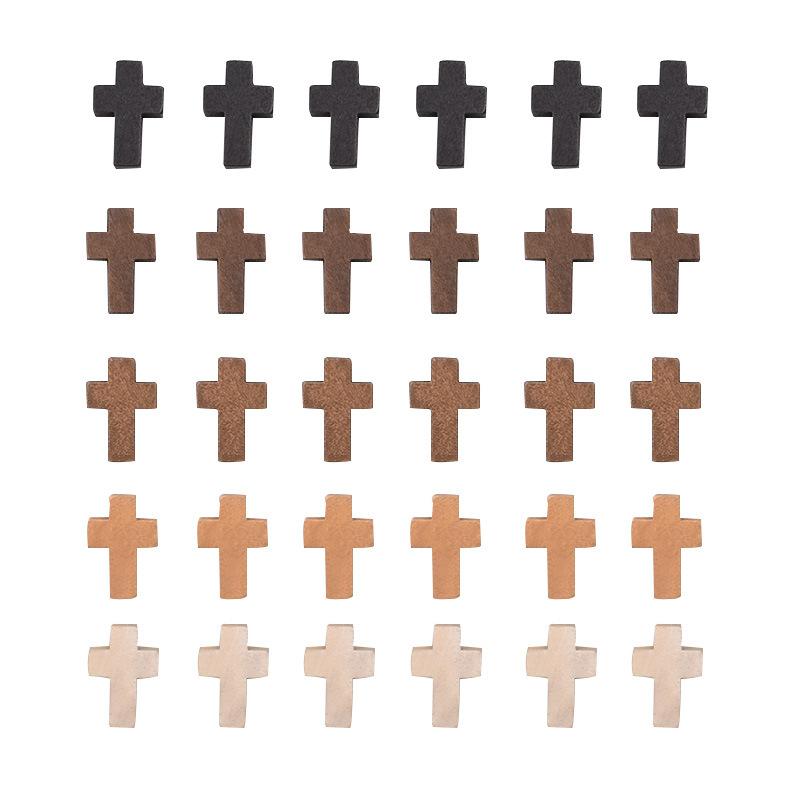 

100pcs Wood Cross Charm Pendants Natural Wooden Small Cross Charms Pendants with Hole for Party Favors Necklace Jewelry Making