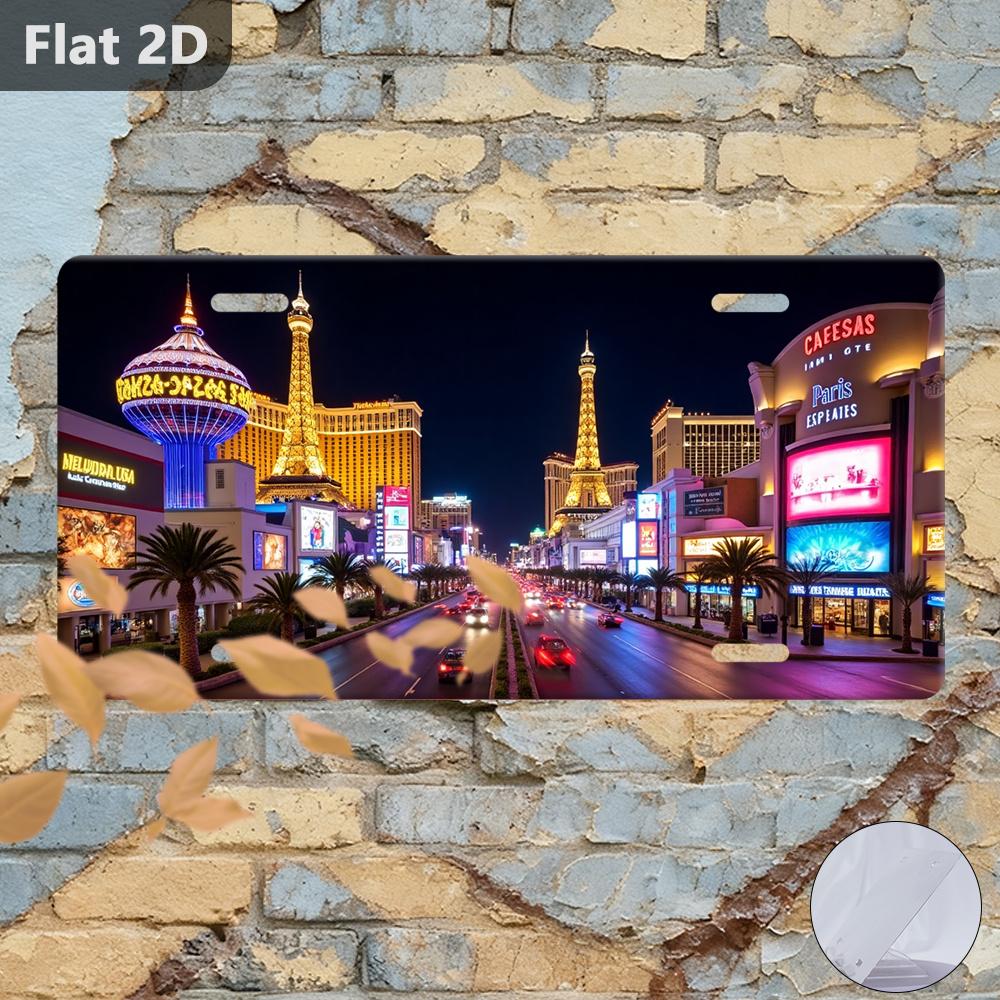 

D Flat pc Las Vegas Strip at Night Vintage Metal Sign Large cm x cm Retro Nevada Wall Decor for home Garage Th 15x30cm(5.9x7.8inch)