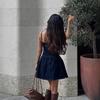 Verano nuevo denim cintura ballena moda delgado ajustado tirantes vestido falda corta
