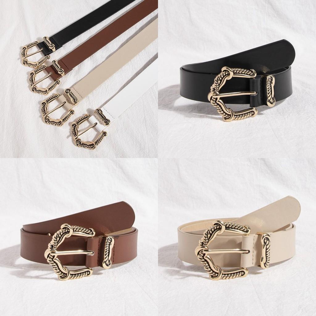 Womens Chic Faux Leather Belt With Alloy Buckle For Elegant Office Fashion