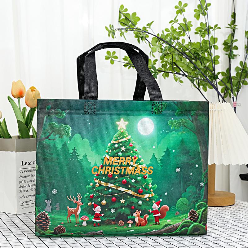 New Christmas Gift Bag Non-woven Santa Snowman Xmas Tree Tote Bags Candy Gift Packaging Bag Shopping Bag Xmas 2026 New Year Bags