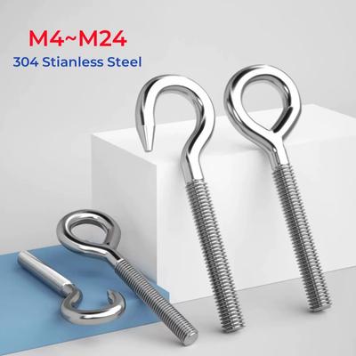304 Stianless Steel Sheep Eye Screw Bolt M4 M5 M6 M8 M10 M12 M14 M16 M18 M20 M22 M24 Ring Hanging Hook Suspension Fasteners Tool