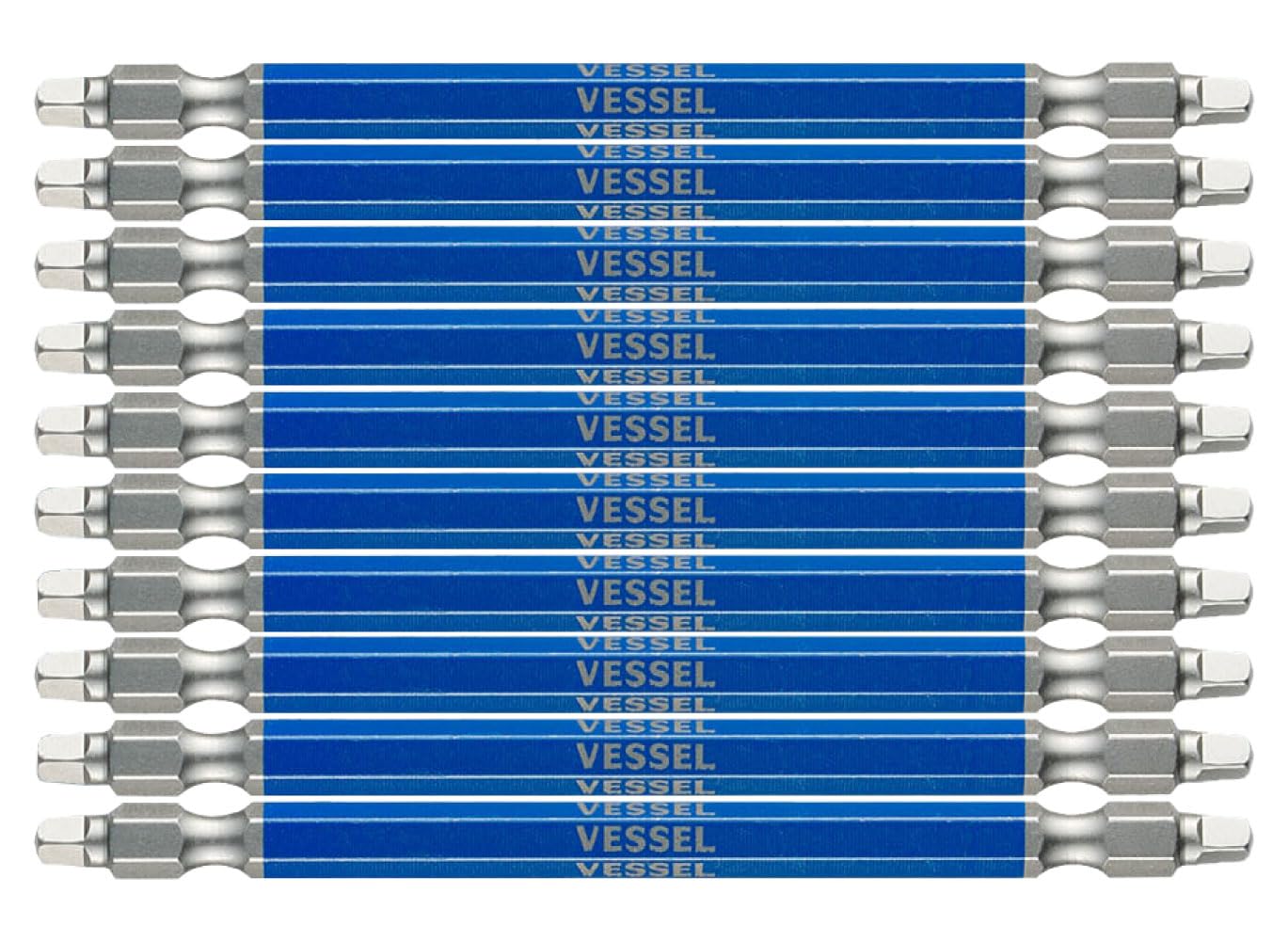 

VESSEL 40V Compatible Square SQ3 x GS10PSQ3110F Double-Ended Bit, 110, 10-Piece Set,