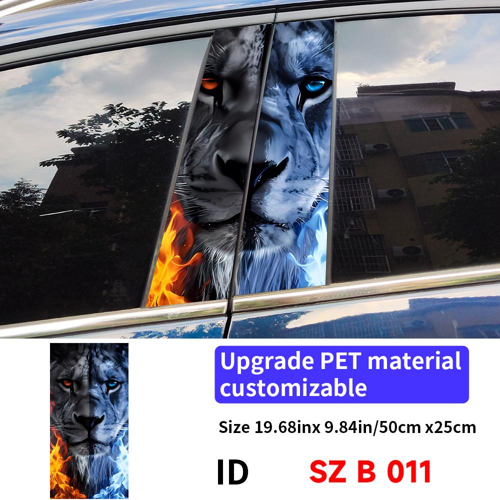 Lion Car Stickers Car B-pillar Decal Waterproof Stickers Auto Center Pillar Sticker Cover Scratches Vehicle Decor Accessories