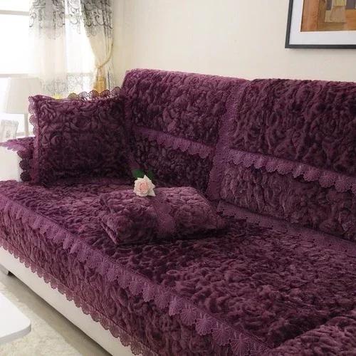 Einfarbig Plüsch Sofamatte Maschinenwaschbar Rutschfest Spitze Kante Sofahandtuch Staubdicht Volles Sofa Couchbezug