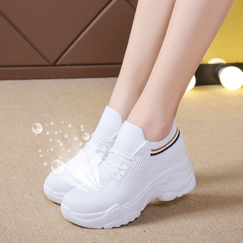 2026 Neue Damen Plateau-Sneaker Sommer Atmungsaktiv Lässige Sneaker Höhensteigernd Weiße Schuhe Laufschuhe Damenmode