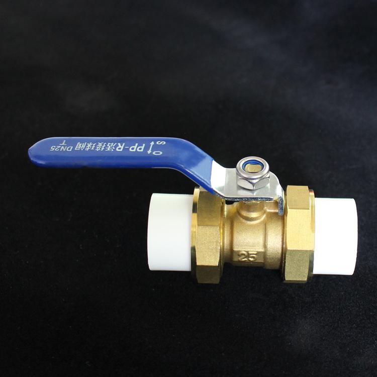 Pengbang Brass Double Union Ball Valve for PPR Water Pipe, 20mm & 25mm Fittings