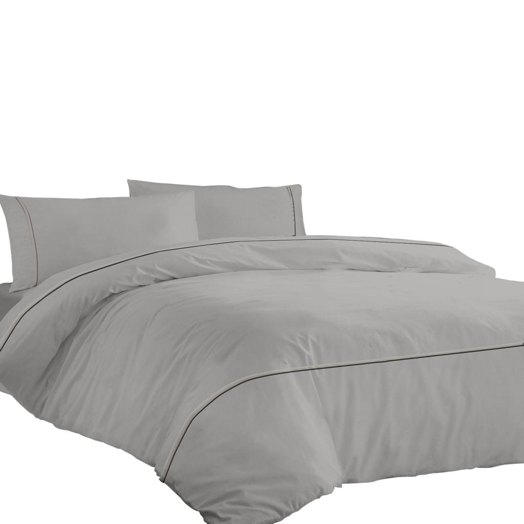 Aukščiausios kokybės 600TC egiptietiško medvilnės antklodės užvalkalų komplektas su stilingais horizontaliais kantais (3 vnt. rinkinys: 1 antklodės užvalkalas ir 2 pagalvių užvalkalai) - Kelių dydžių ir spalvų