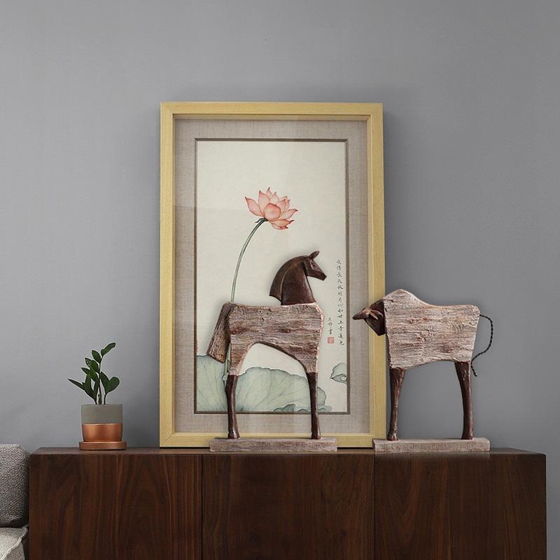 Creative Resin Ornaments The Horse Horse Simulated Animal Sculpture Wood Grain Road Handmade Arts Crafts Decorative Figurines