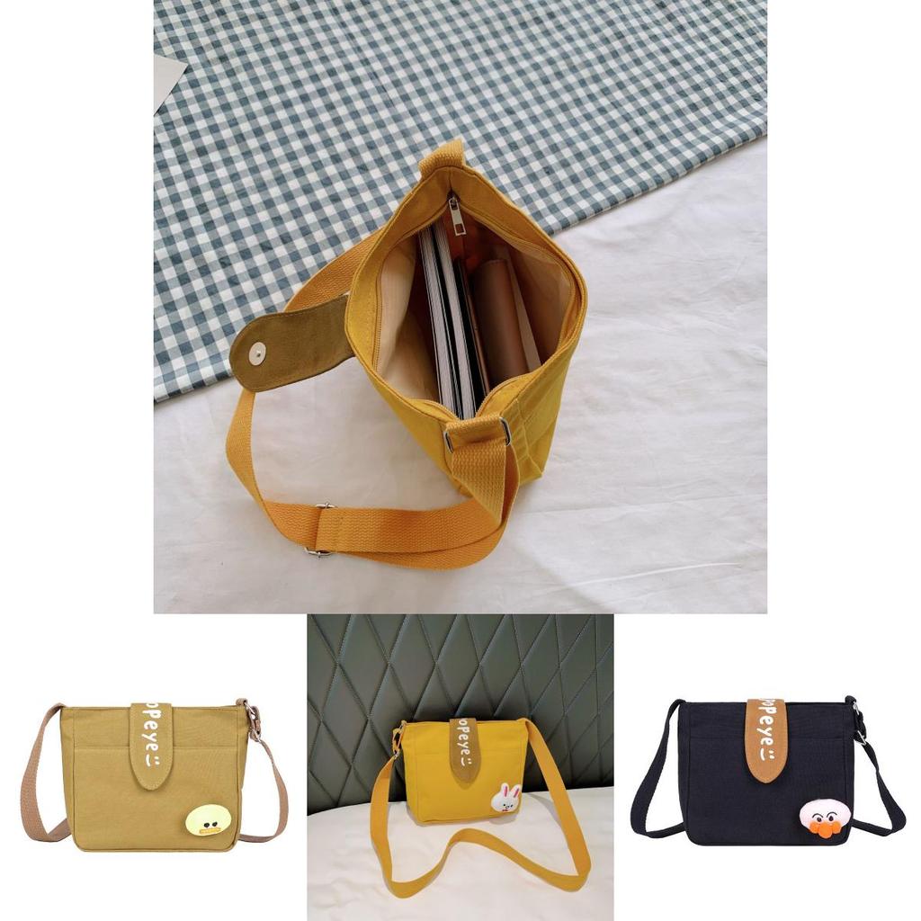Rabbit Duck Dinosaur Plush Decorations Canvas Shoulder Bag For Women With Zipper Closure For Daily Use And Street Style