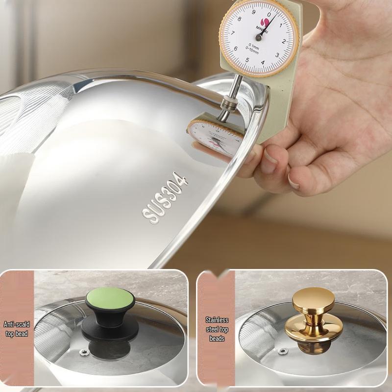 32cm Universal Stainless Steel Wok Lid with Anti-scald Handle