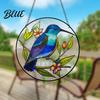Exquisite Floral Bird Motif Colorful Hummingbird Wall Hanging Decoration, Stained Acrylic Suncatcher for Window Easy Install Pendant Decor, Decorative