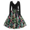 Women's Casual Fashion Long Sleeve Christmas Graphic Printed Vintage Long Dresses