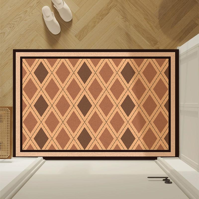 

Коврик с шахматным узором, впитывающий воду в спальню, нескользящий коврик для пола в гостиной, современный простой коврик для журнального столика, легкая роскошь и ощущение высокого класса 40 * 60CM Silk Ring