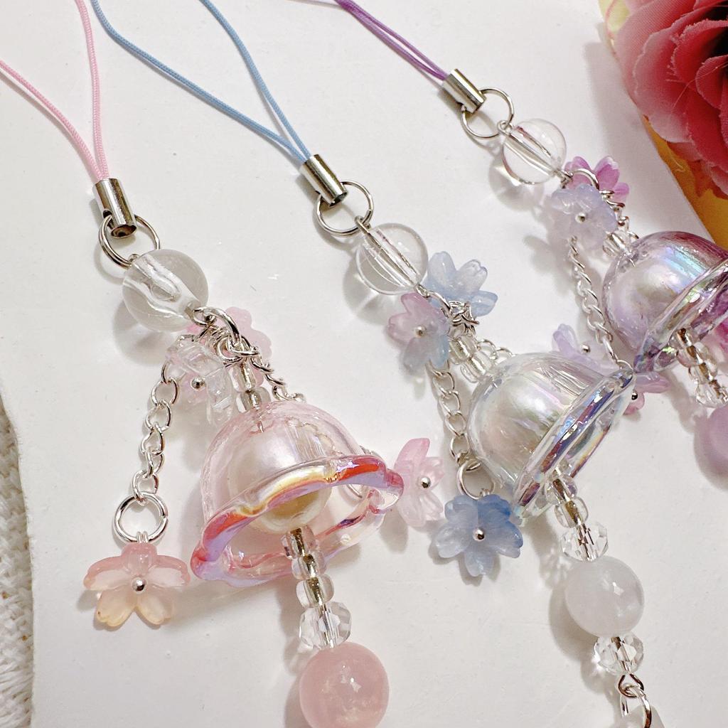 Artistic Jellyfish Wind Chime & Glass Lily Pendant: Phone Chain, Car Hanging, Bag Charm, Event Gift.