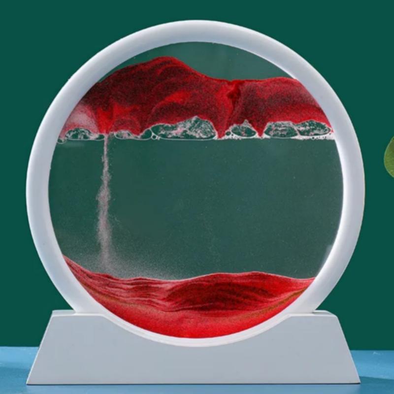 

12-дюймовый 3D-стенд с изображением песка, песочные часы, вид на горы, спортивный дисплей, мобильный песочный стол, офис, гостиная, украшение дома White Base красный