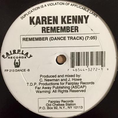 12palcová deska KAREN KENNY - Remember FP213 Fairplay Record USA Dance & Electronica Použitá