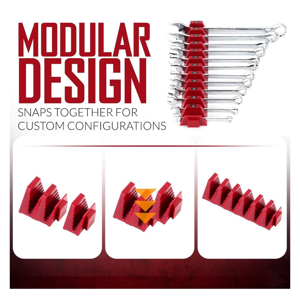 Wrench Organizer Modular System – 12 PCS Magnetic Wrench Organizer for Tool Box Drawer, Modular Wrench Storage Rack