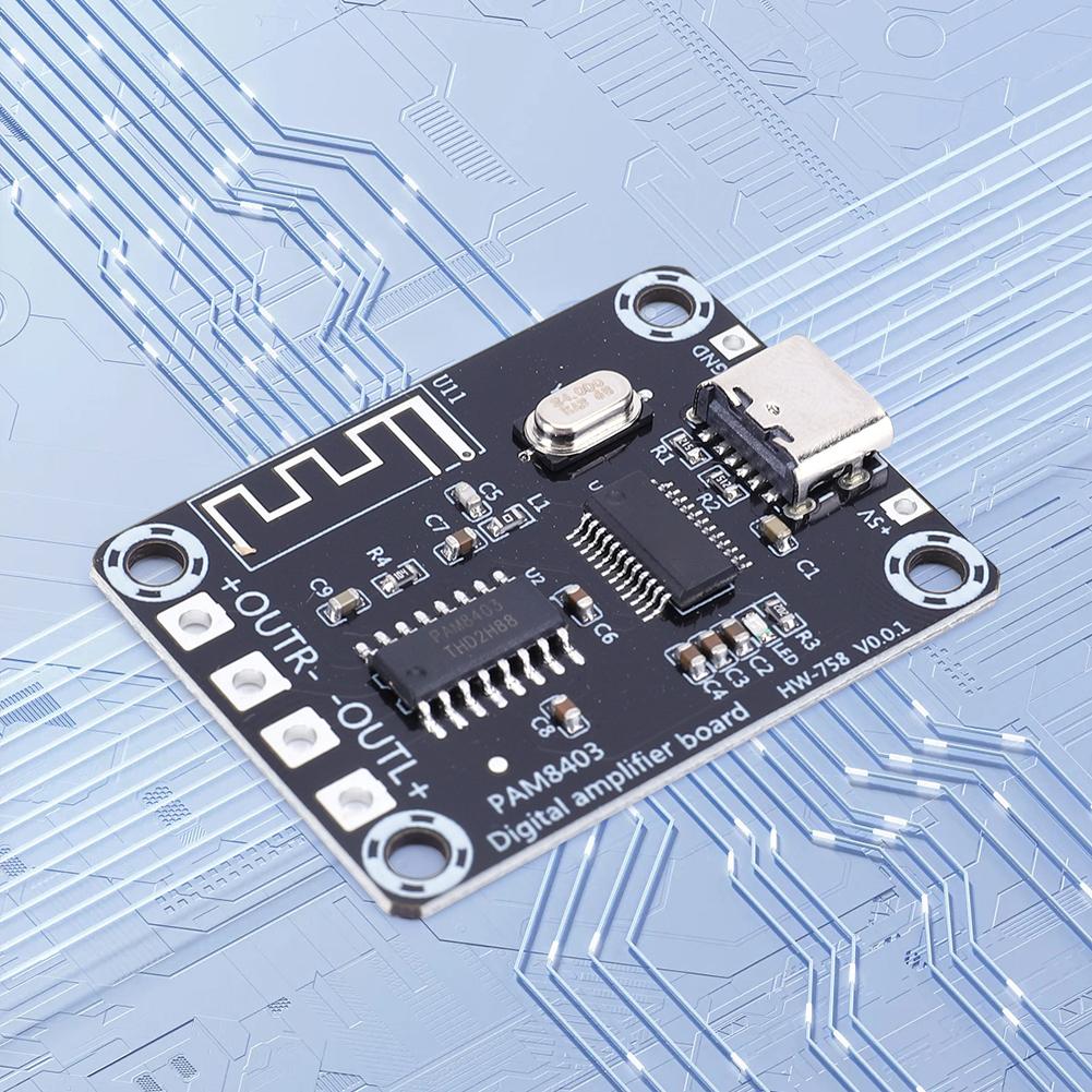 XH-A155 Mini PAM8403 Amplifier Board 5W+5W Class D BT Digital Power Amplifier TYPE-C Power Supply for Speakers Above 4 Inches