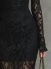 Elegant Party Black Elastic Lace Fishtail Long Dress