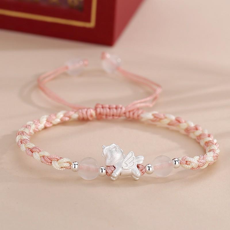 

Chinese Zodiac Horse Handwoven Bracelet: Auspicious Cloud Design, Year of Birth Transfer Bead, High-End Best Friend Style.