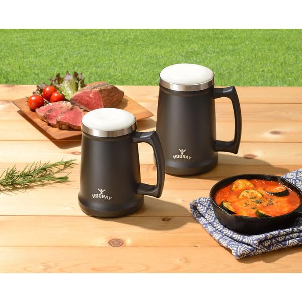 Heiwa Furaze Vacuum Insulated Beer Mug 700ml Black Cold Retention Heat Stainless Steel Tumbler Hurei ME-7505