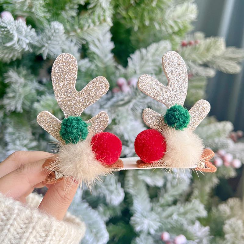 2025 Christmas Reindeer Antler Hair Clips - Cute Holiday Hair Accessories Pair