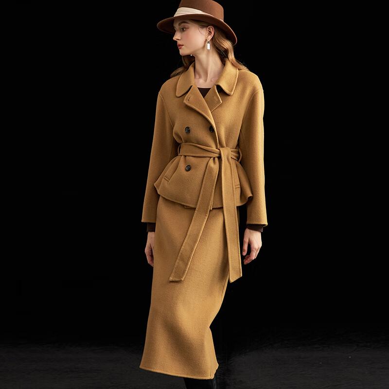 Wudao Women's Wool Coat with Belt