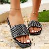 Fashion New Style Popular Women's Fashionable Flat Sandals with Artificial Pearl and Rhinestone Decoration Luxury Slippers Zapatos Mujer