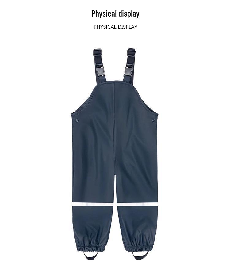 Children's Waterproof Fleece-Lined Outdoor Rain Bib Pants Jumpsuit
