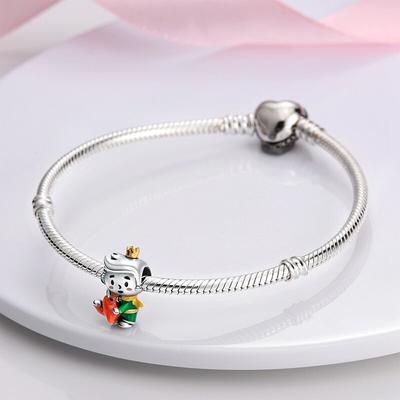 Orijinal Moda Bilezik Kolye uyar 925 Ayar Gümüş Küçük Kurbağa Prens Charms Boncuk 925 Gümüş Boncuk Kadın Takı