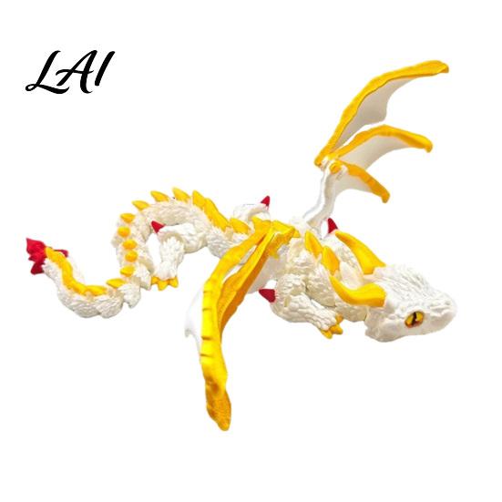 Stress Relief Dragon Ornament 3D Printed Articulated Figurine with Adjustable Wings and Unique Eyes Sculpture Movable Joints for Home Decor