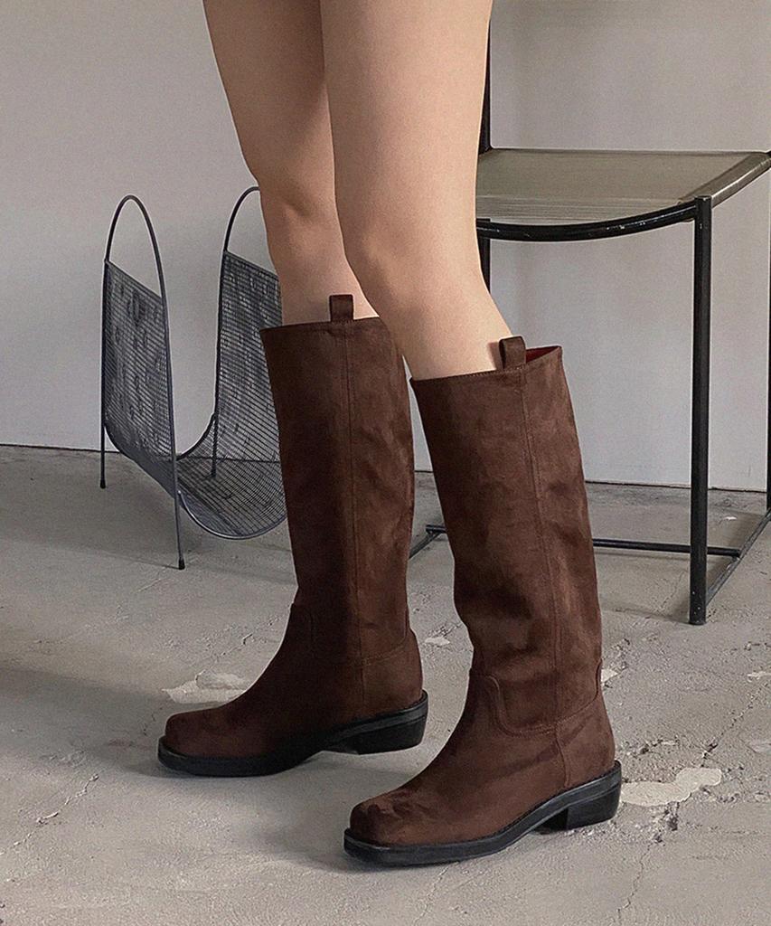 Moodnple Herius Basic Simple Natural Shirred Long Boots 2 Colors 4Cm