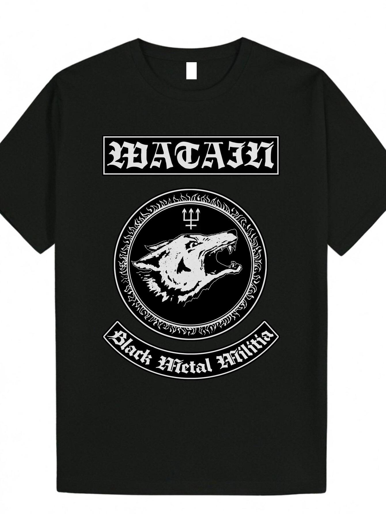 

Black Metal Pattern T-Shirt Men s Fashion Casual Wear Short Sleeve Loose and Comfortable T-Shirt Daily Men s Clothing S