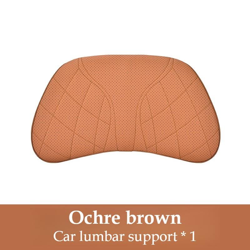 Memory Foam Car Neck Pillow Waist Pillow Nappa Leather Car Headrest And Lumbar Set Seat Accessories Car Neck And Lumbar Support