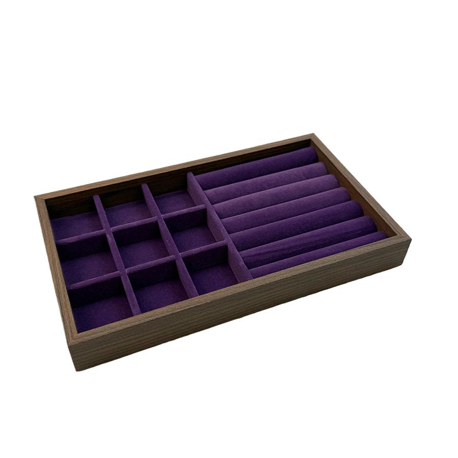 1 Pc, Walnut Wood Pattern Jewelry Box, Jewelry Tray, Suitable for Storing Necklaces, Rings, Earrings and Ear Studs. Color: Violet