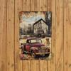 Metal Wall Art Decor, Vintage Ranch Truck with Dog, Garage Man Cave Tin Sign