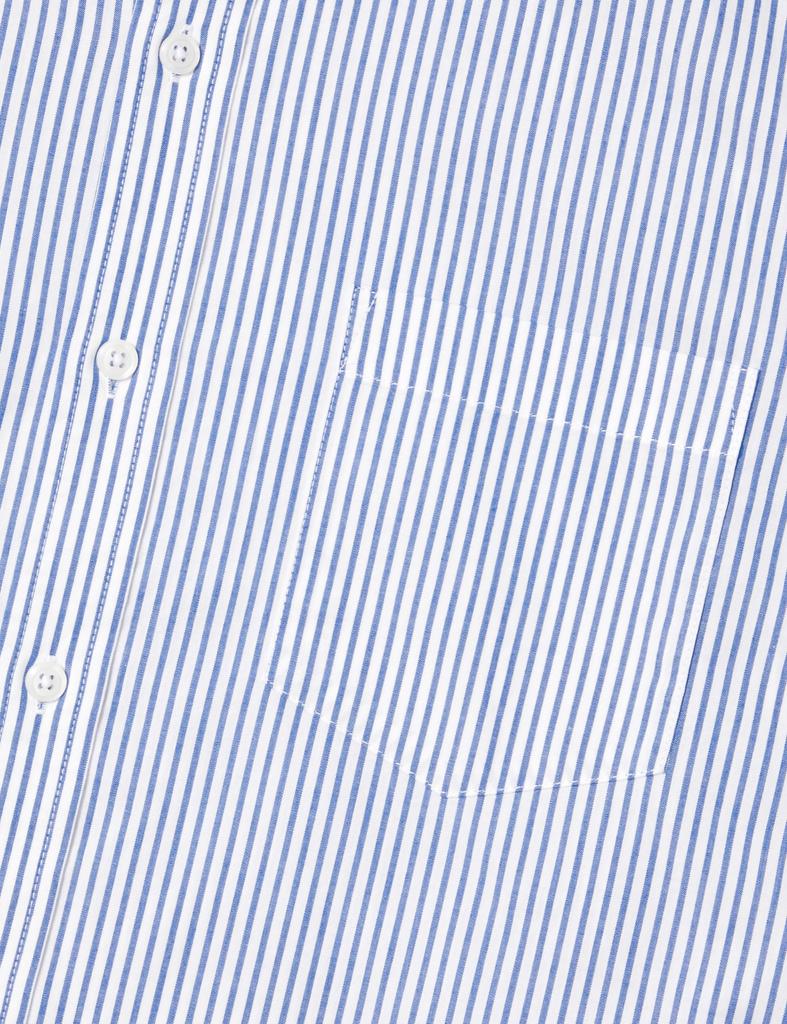 Amazon Essentials Men's Slim Fit Long Sleeve Poplin Shirt, Blue and White, Vertical Stripes, Size M