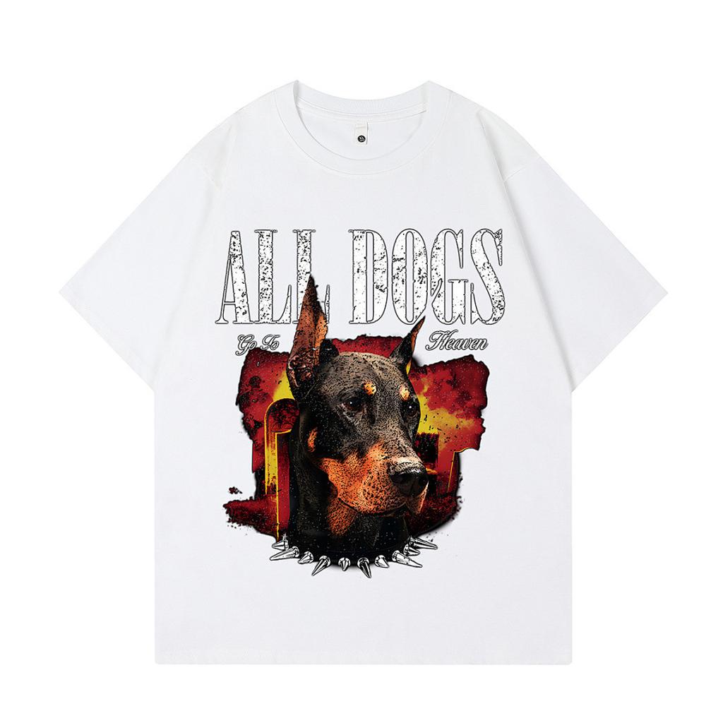 Heavy Weight Cotton Short-Sleeved T-Shirt High-Quality Digital Direct Injection Printing Half-Sleeved Washed Vintage T-Shirt